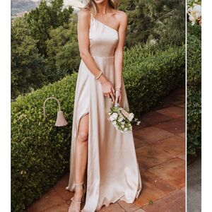 Show Me Your Mumu‎ Shannon One Shoulder Dress Show me the Ring Crisp L Nwt